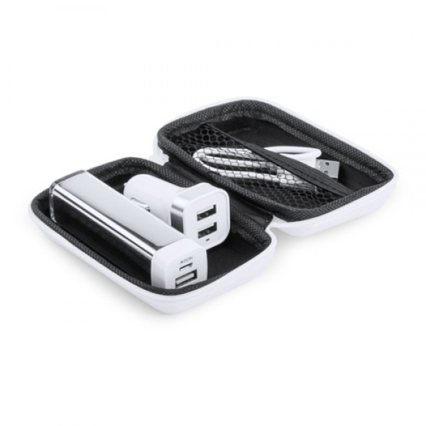 Nacorap USB töltő és power bank szett, fehér